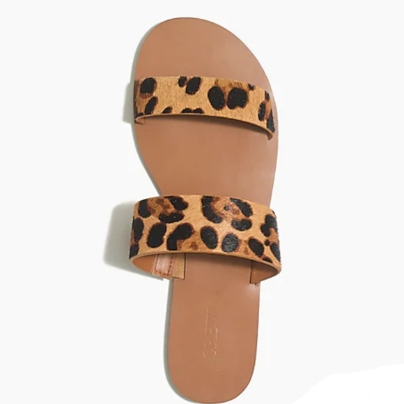 J.CREW Leopard Calf Hair Easy Slide Sandals Size 6 - Picture 2 of 4
